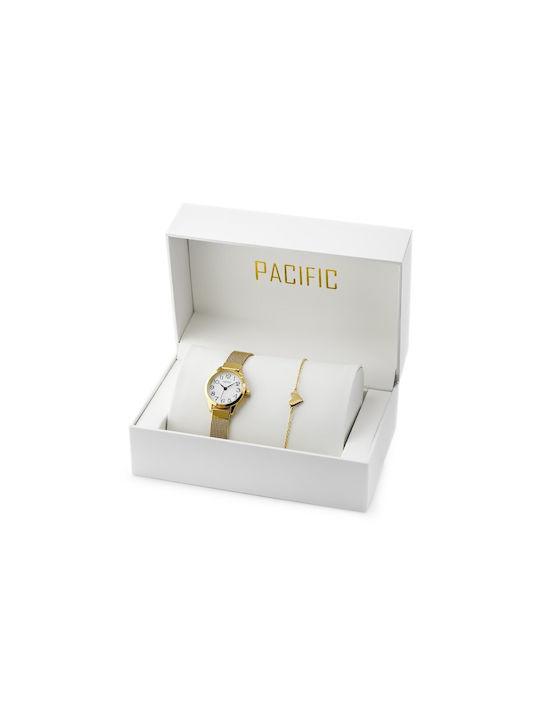 Pacific Uhr Batterie in Gold / Gold Farbe