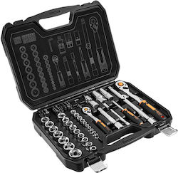 Neo Tools Set de chei tubulare și clichet 1\2" & 1\4" 73buc