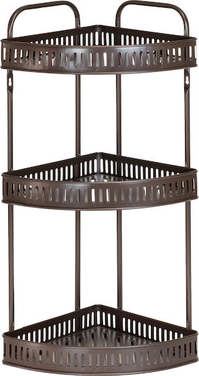 Viosarp An der Wand montiert Badezimmerregal Metallisch mit 3 Regalböden 32x25x60cm Schwarz