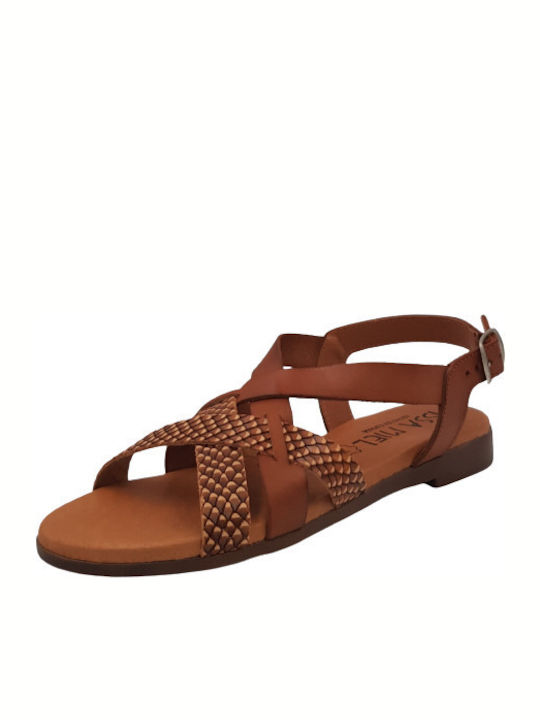 Issa Miel Damen Flache Sandalen Anatomisch in Tabac Braun Farbe