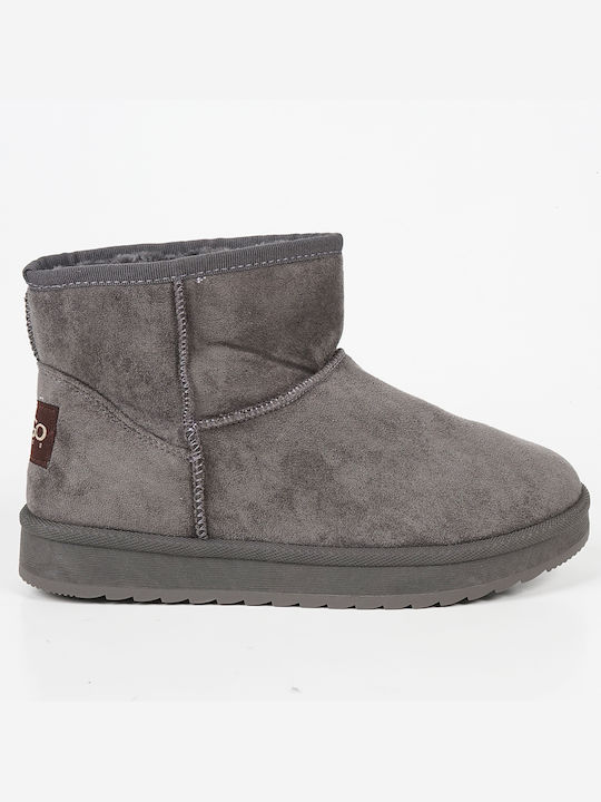 Piazza Shoes Suede Women's Ankle Boots with Fur Gray