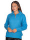 Vera Women's Blouse Long Sleeve with Zipper Blue turquoise