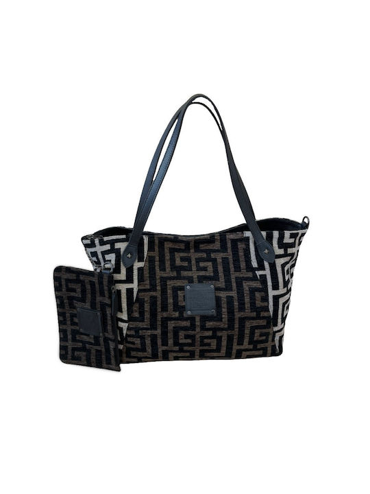 Midneto Kalliope Brown Brown Black / Beige Black Chenille Labyrinth Bag