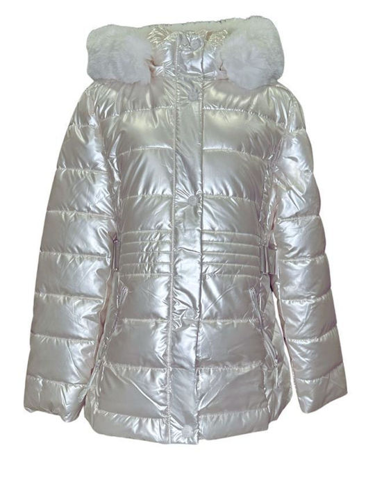 Velur Women's Short Puffer Jacket for Winter Ecru