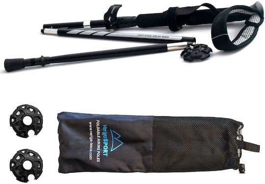 Veriga Pair of Compact Aluminum Trekking Poles with 3 Sections Black 320gr