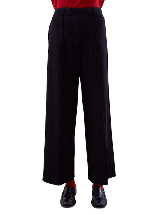 Meimeij Women's High-waisted Fabric Trousers in Slim Fit Black