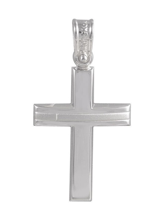 Men's White Gold Cross 14K