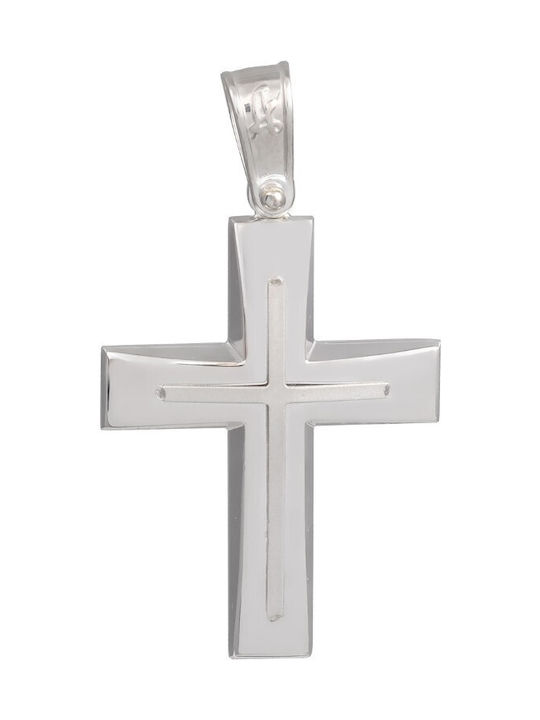 Men's White Gold Cross 14K