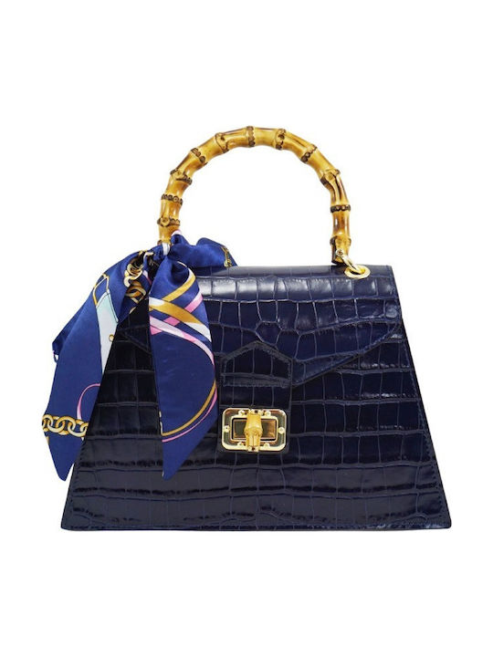Leather Women's Flap Bag Blue
