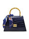 Leather Women's Flap Bag Blue