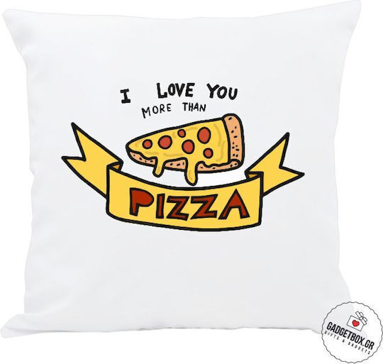 I-Total I Love You More Than Pizza Sofa Cushion White 30x30cm