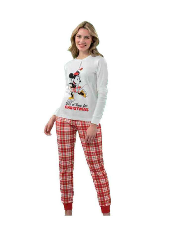 Sabor Winter Women's Pyjama Set Cotton White