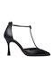 Toutounis Leather Pointed Toe Black Heels