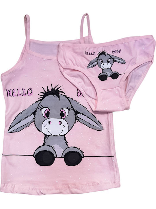 Donella Kids' Set Brief with Undershirt Pink 2pcs