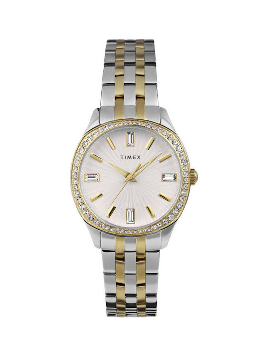 Timex Tone Watch with Gold Metal Bracelet