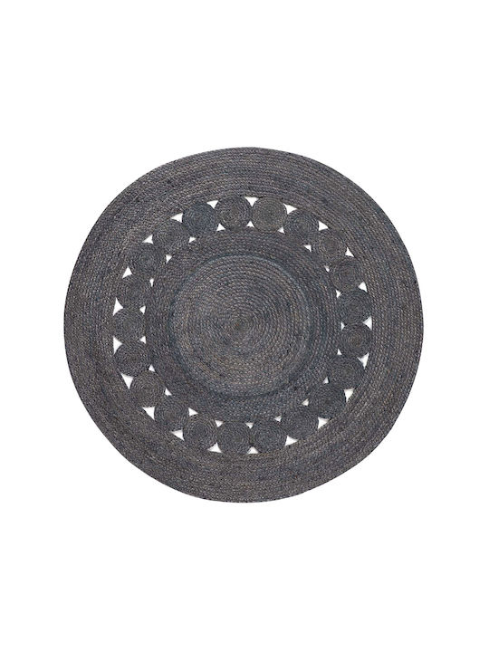Silk Fashion 1769 Teppich Rund Sommer aus Jute Dark Grey