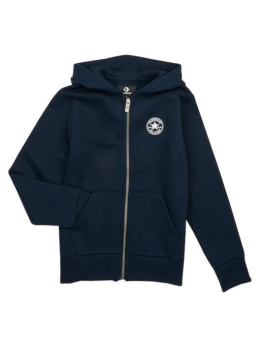 Fleece Kinder-Sweatshirt Strickjacke mit Kapuze Marineblau