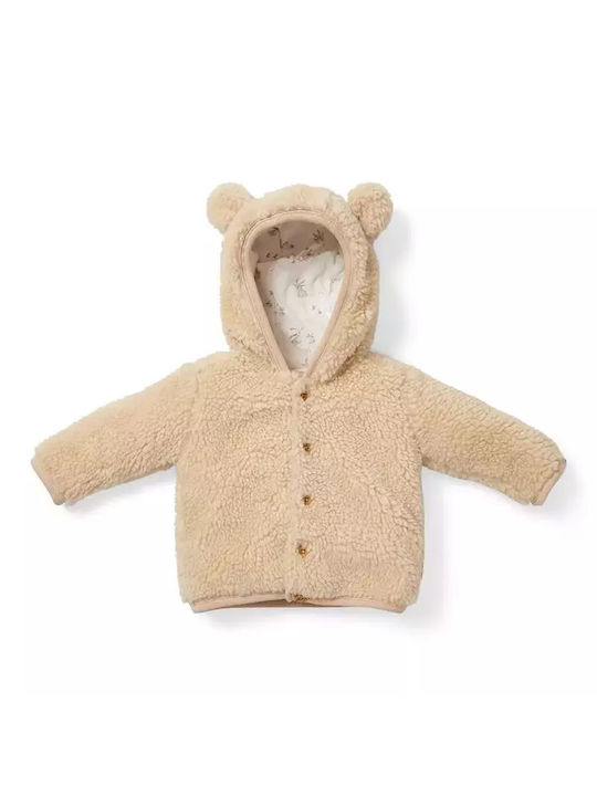 Little Dutch Kids Cardigan Woolen with Hood Beige