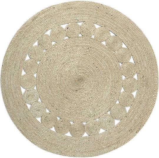 Silk Fashion 1765 Teppich Rund Sommer aus Jute Light Grey