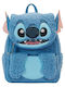 Loungefly Stitch Παιδική Τσάντα Πλάτης Μπλε 23x12x25εκ. Disney Lilo & Stitch Stitch Plush Pocket Mini
