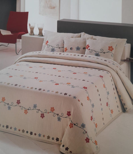 Manterol Casa Κουβερλί Υπέρδιπλο από Βαμβάκι & Πολυεστέρα Εκρού (206) 235x270cm