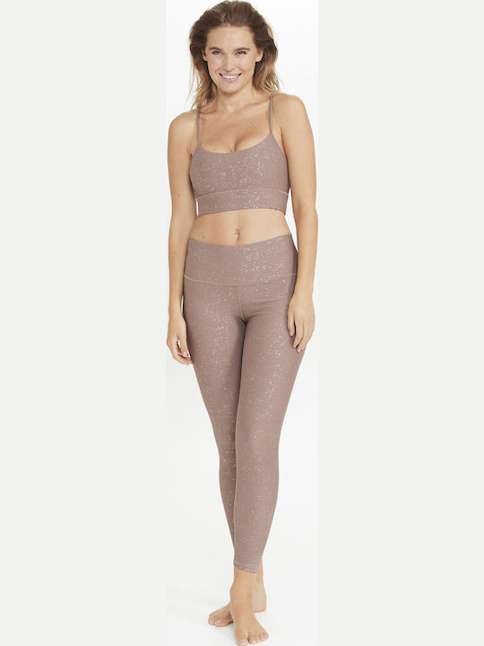 Training Damenlanges Hohe Taille Beiges Leggings