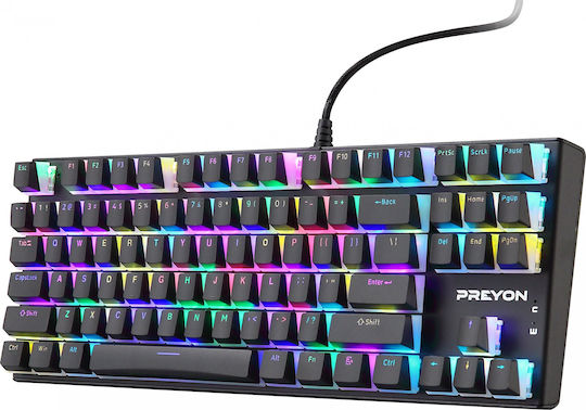 Preyon Blitz Claw Gaming Μηχανικό Πληκτρολόγιο Tenkeyless με Gateron Blue διακόπτες και RGB φωτισμό (Αγγλικό US)
