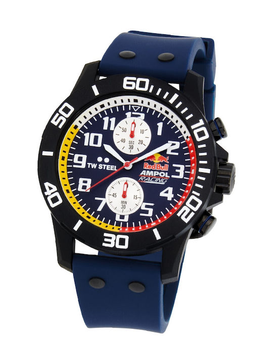 TW Steel Herrenuhr 44mm Chronograph Batterie mit Blau Kautschukarmband