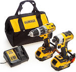 Dewalt Set Schlagschraubendreher & Bohrschrauber Brushless 18V mit 2 Batterien 5Ah und Hülle