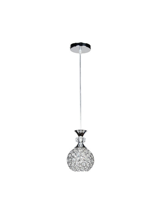 Keskor Pendant Light Silver with Crystals for Socket E27 12x20cm