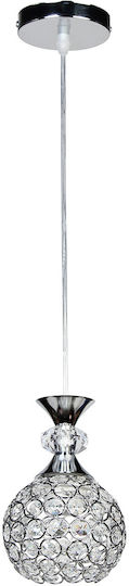 Keskor Hängelampe Silber mit Kristallen für Fassung E27 12x20cm.