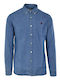 Evan Langärmeliges Jeanshemd in normaler Passform, Blau.