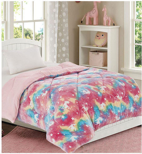 Dimcol Kinderbettdecke Leuchtend Einzel Unicorn Rosa 160x220cm