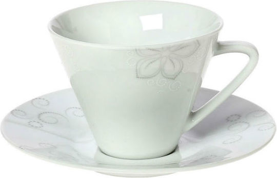 Cryspo Trio Lilium Tasse Kaffee aus Porzellan Weiß 100ml