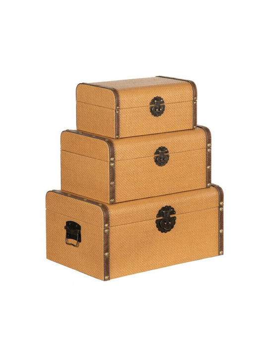 BigBuy Wooden Decorative Boxes Set 3pcs