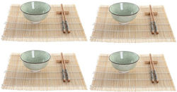 DKD Home Decor Sushi-Set Bamboo 16pcs