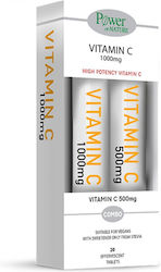 Power Of Nature Vitamin C 1000mg Stevia & Vitamin C 500mg Stevia Vitamină pentru Energie & Imunitate 1000mg Portocaliu 2 x 20 tablete efervescente