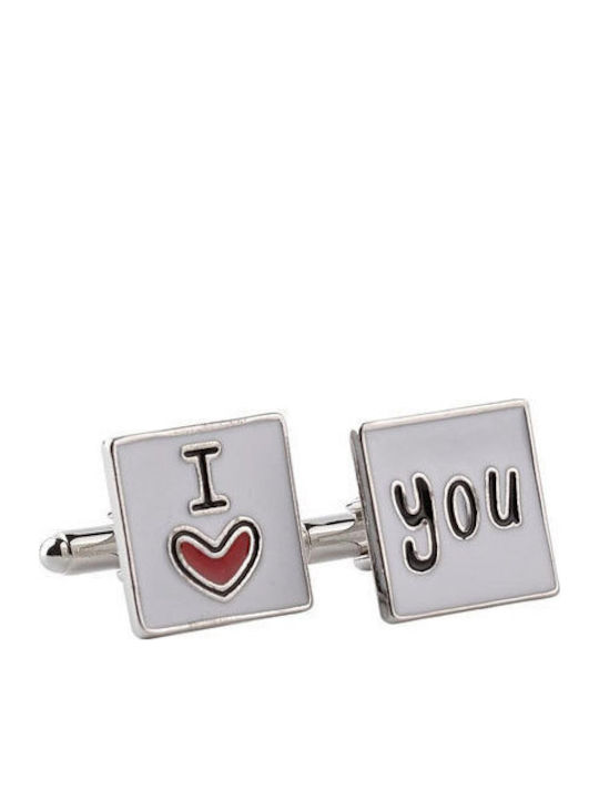 I Love You Мансети в Сребрист Цвят