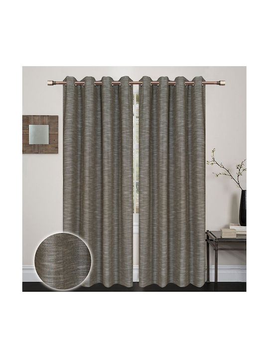 Vasilas Home Ehome Curtain with Grommets Brown 140x270cm