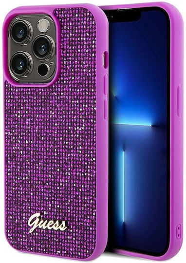 Guess Disco Metal Script Umschlag Rückseite Kunststoff Fuchsie (iPhone 14 Pro)