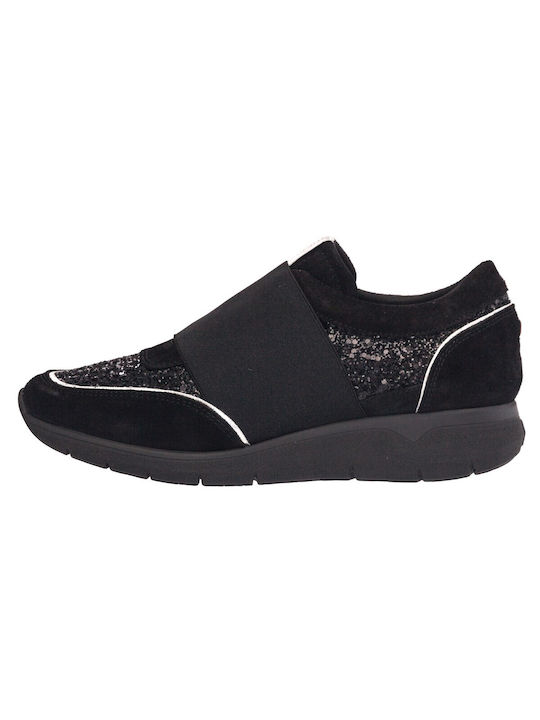 Impronte Shoes Δερμάτινα Γυναικεία Slip-On Μαύρα