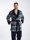 Relax Lingerie Men's Winter Checked Pajama Robe Navy Blue