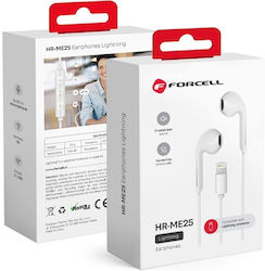 Forcell HR-ME25 In-ear Handsfree με Βύσμα Lightning Λευκό