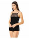 Women's T-Shirt with Spaghetti Strap Black