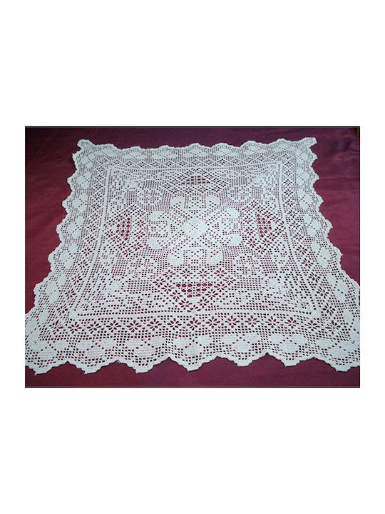 VS Home Fustă Pătrată Tricotat Set 4buc Alb