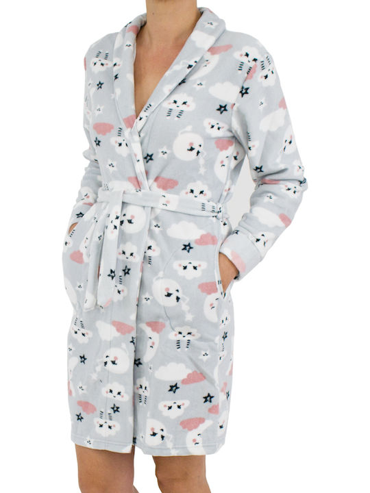 Goodnight Winter Women's Fleece Robe Grey