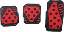 Car Pedal Set Non Slip Universal Red 3pcs