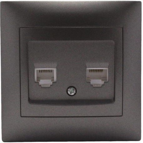 Διπλή Πρίζα Δικτύου και Τηλεφώνου RJ45/RJ11 με Πλαίσιο Τύπου Cat6 σε Γκρι Χρώμα 511359
