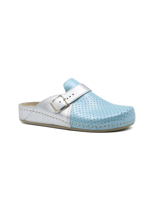 Comfort Way Shoes Leder Anatomisch Clogs Silber