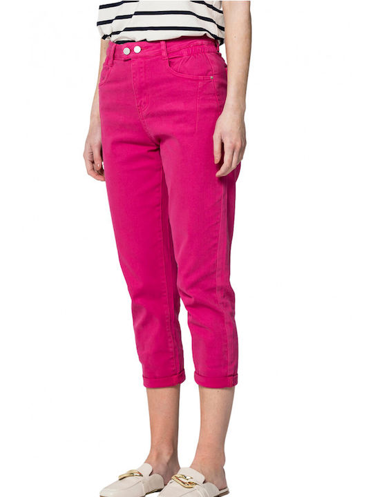 Matis Fashion High Waist Women's Jean Trousers in Regular Fit Fuchsia